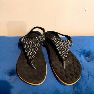 Harence Black SandalsHarence Sandals Women Size 12.5  Thong Elastic Slingback